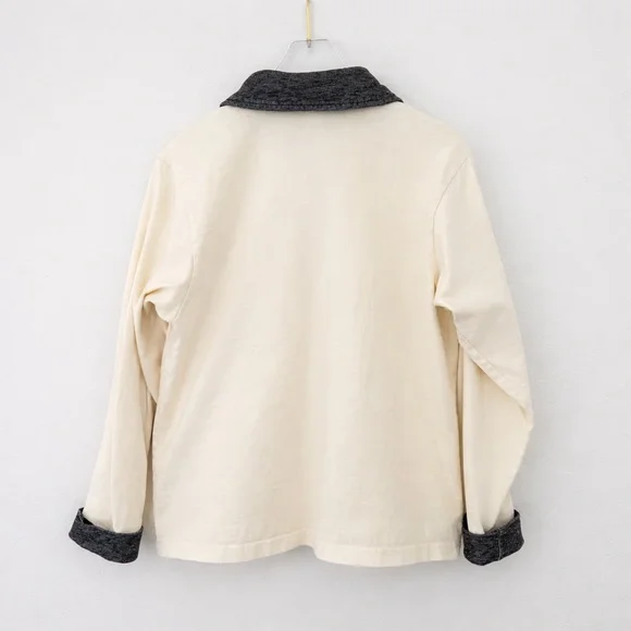 Minimalist French Girl Barn Jacket Coat Feminine Black Cream Size Small - Picture 2 of 11